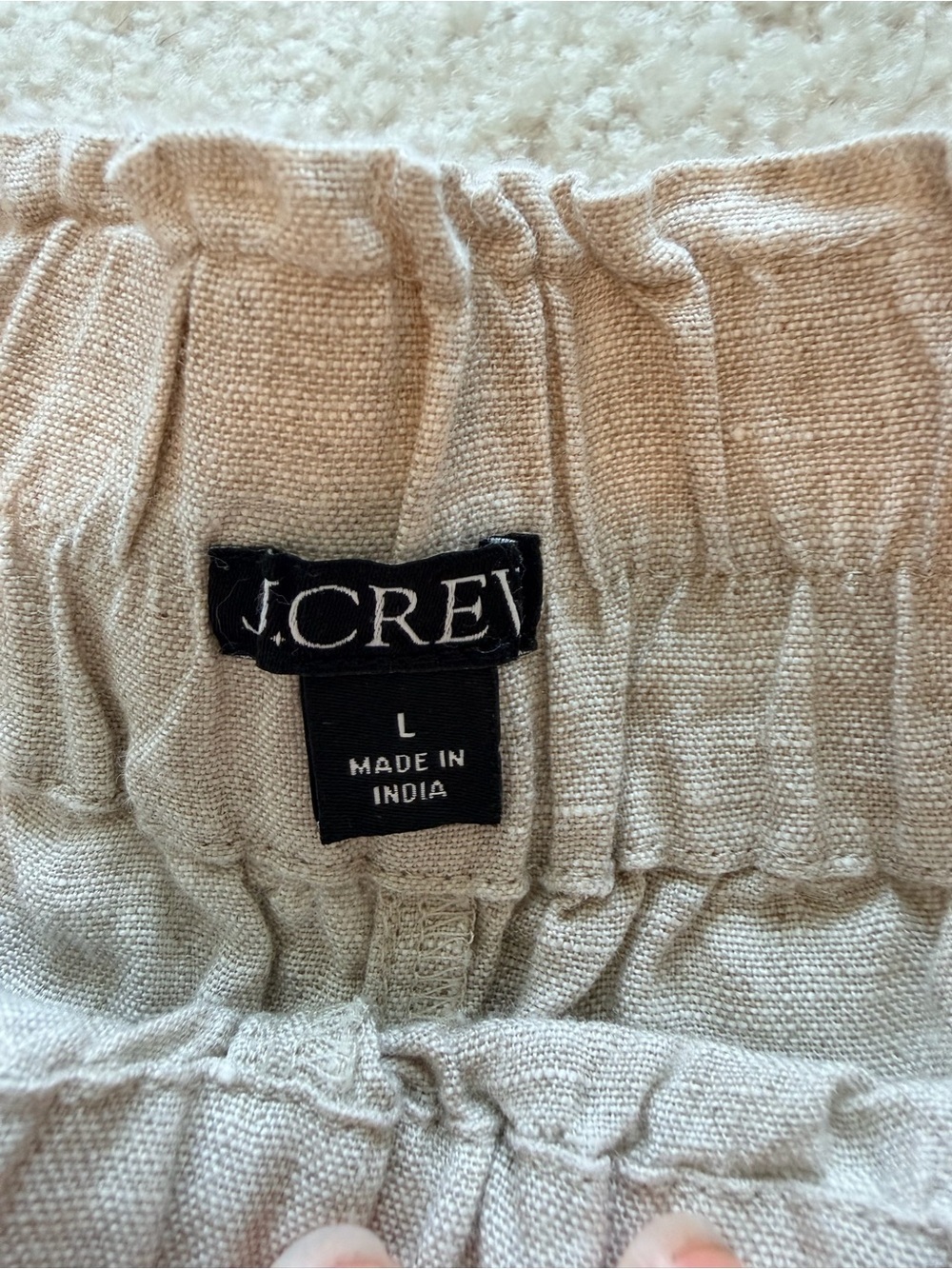 J.Crew Tropez 100% Linen Pull-On Shorts Natural Oatmeal Beige Size Large - Picture 6 of 11